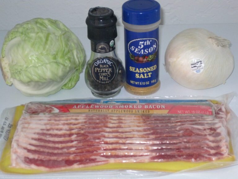 Ingredients for Fried Cabbage with Bacon and Onions